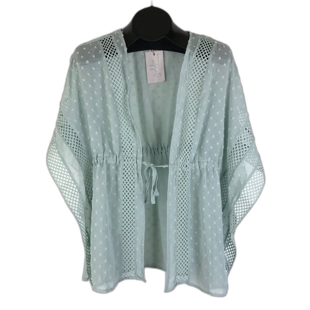 Listicle Solstice Kimono Women's Small Swiss Dot Sheer Lightweight Cover-Up NWT